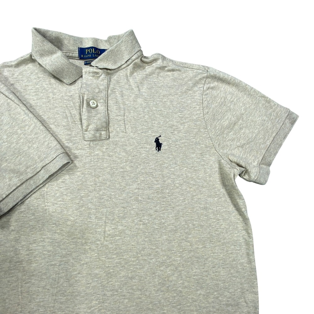 Polo Ralph Lauren Polo‎ Shirt Mens Medium Tan Pony Custom Slim Fit Preppy Casual